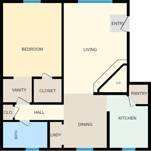 One Bedroom / One Bath - 700 Sq.Ft.*